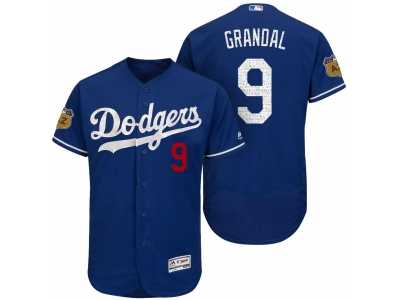 Men's Los Angeles Dodgers #9 Yasmani Grandal 2017 Spring Training Flex Base Authentic Collection Stitched Baseball Jersey