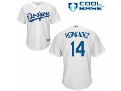 Men's Majestic Los Angeles Dodgers #14 Enrique Hernandez Authentic White Home Cool Base MLB Jersey