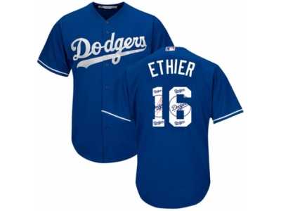 Men's Majestic Los Angeles Dodgers #16 Andre Ethier Authentic Royal Blue Team Logo Fashion Cool Base MLB Jersey