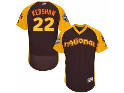 Men's Majestic Los Angeles Dodgers #22 Clayton Kershaw Brown 2016 All-Star National League BP Authentic Collection Flex Base MLB Jersey