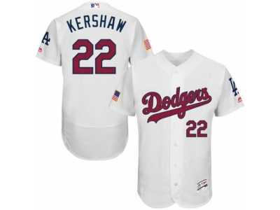 Men's Majestic Los Angeles Dodgers #22 Clayton Kershaw White Fashion Stars & Stripes Flex Base MLB Jersey