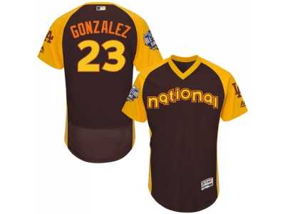Men's Majestic Los Angeles Dodgers #23 Adrian Gonzalez Brown 2016 All-Star National League BP Authentic Collection Flex Base MLB Jersey
