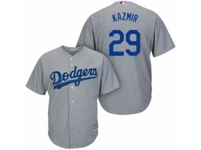 Men's Majestic Los Angeles Dodgers #29 Scott Kazmir Authentic Grey Road Cool Base MLB Jersey