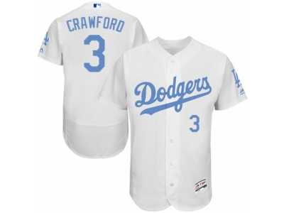 Men's Majestic Los Angeles Dodgers #3 Carl Crawford Authentic White 2016 Father's Day Fashion Flex Base MLB Jersey