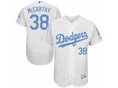 Men\'s Majestic Los Angeles Dodgers #38 Brandon McCarthy Authentic White 2016 Father\'s Day Fashion Flex Base MLB Jersey