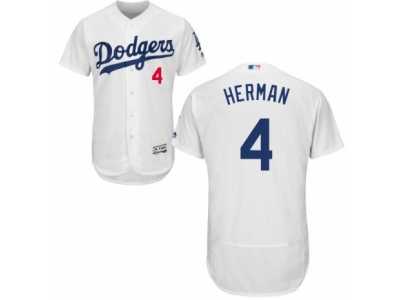 Men's Majestic Los Angeles Dodgers #4 Babe Herman White Flexbase Authentic Collection MLB Jersey