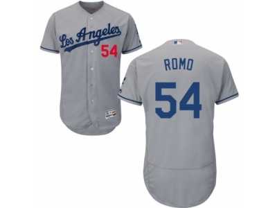 Men's Majestic Los Angeles Dodgers #54 Sergio Romo Grey Flexbase Authentic Collection MLB Jersey