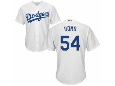 Men's Majestic Los Angeles Dodgers #54 Sergio Romo Replica White Home Cool Base MLB Jersey