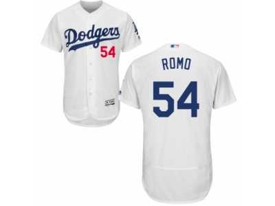 Men's Majestic Los Angeles Dodgers #54 Sergio Romo White Flexbase Authentic Collection MLB Jersey