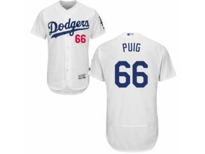 Men's Majestic Los Angeles Dodgers #66 Yasiel Puig White Flexbase Authentic Collection MLB Jersey