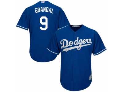 Men's Majestic Los Angeles Dodgers #9 Yasmani Grandal Replica Royal Blue Alternate Cool Base MLB Jersey