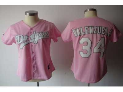MLB Women Jerseys Los Angeles Dodgers #34 valenzuela pink
