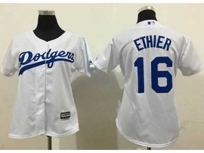 Women Los Angeles Dodgers #16 Andre Ethier White Lady Fashion Stitched Baseball Jersey