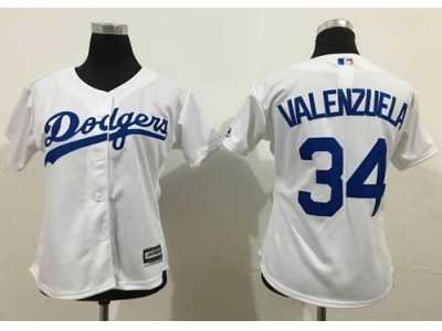 Women Los Angeles Dodgers #34 Fernando Valenzuela White Lady Fashion Stitched Baseball Jersey