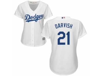 Women Yu Darvish #21 Los Angeles Dodgers Home White Cool Base Jersey