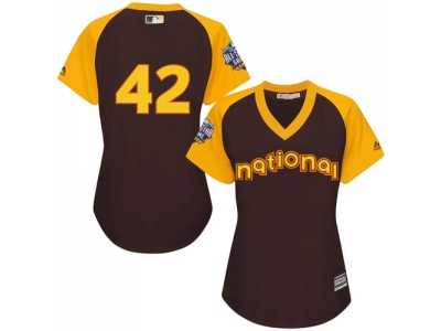 Women's Majestic Los Angeles Dodgers #42 Jackie Robinson Authentic Brown 2016 All-Star National League BP Cool Base MLB Jersey