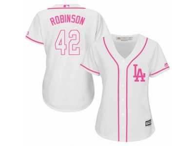 Women's Majestic Los Angeles Dodgers #42 Jackie Robinson Replica White Fashion Cool Base MLB Jersey