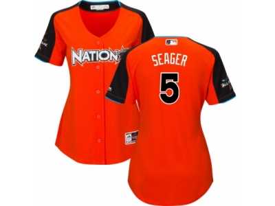 Women's Majestic Los Angeles Dodgers #5 Corey Seager Replica Orange National League 2017 MLB All-Star MLB Jersey