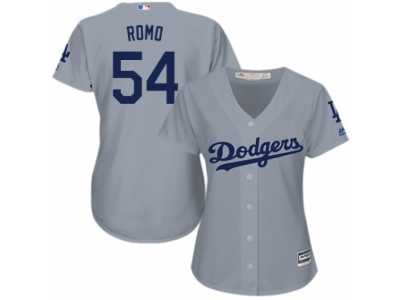 Women's Majestic Los Angeles Dodgers #54 Sergio Romo Authentic Grey Road Cool Base MLB Jersey