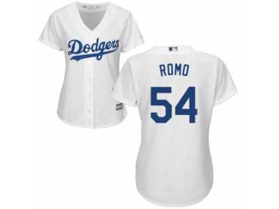 Women's Majestic Los Angeles Dodgers #54 Sergio Romo Replica White Home Cool Base MLB Jersey