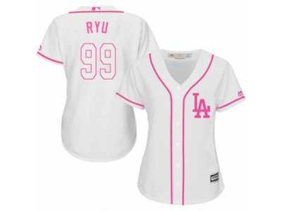 Women's Majestic Los Angeles Dodgers #99 Hyun-Jin Ryu Authentic White Fashion Cool Base MLB Jersey