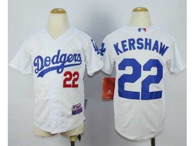 Youth Los Angeles Dodgers #22 Clayton Kershaw White jerseys