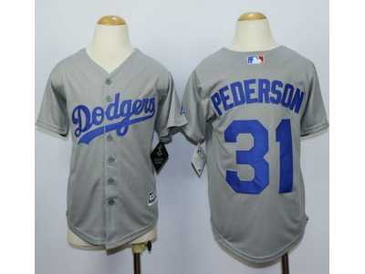 Youth MLB Los Angeles Dodgers #31 Joc Pederson Grey Jerseys
