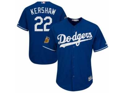 Youth Majestic Los Angeles Dodgers #22 Clayton Kershaw Authentic Royal Blue 2017 Spring Training Cool Base MLB Jersey