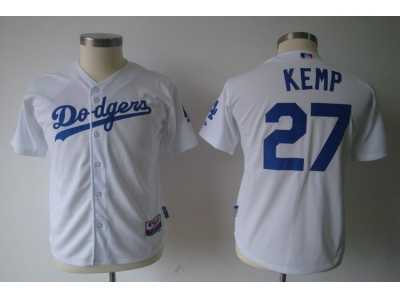 mlb Youth Los Angeles Dodgers #27 Matt Kemp white jerseys
