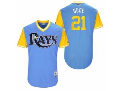Men's 2017 Little League World Series Rays Lucas Duda Dude Light Blue Jersey