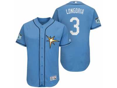 Men's Tampa Bay Rays #3 Evan Longoria 2017 Spring Training Flex Base Authentic Collection Stitched Baseball Jersey