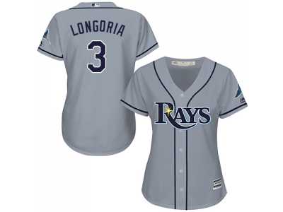 Women's Tampa Bay Rays #3 Evan Longoria Grey Road Stitched MLB Jersey