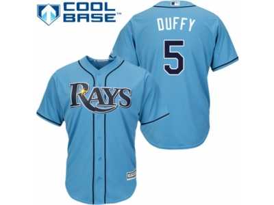 Youth Majestic Tampa Bay Rays #5 Matt Duffy Authentic Light Blue Alternate 2 Cool Base MLB Jersey