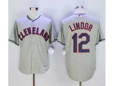 Cleveland Indians #12 Francisco Lindor Grey New Cool Base Stitched MLB Jersey