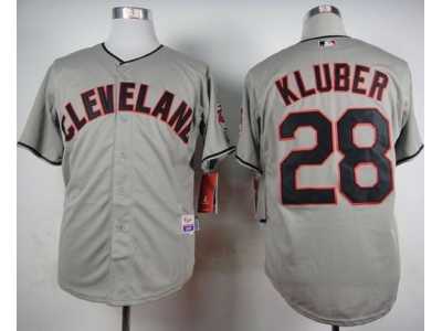 MLB Cleveland Indians #28 Corey Kluber Grey Cool Base Stitched Baseball jerseys