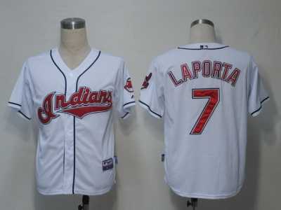 MLB Cleveland Indians #7 Laporta White[Cool Base]