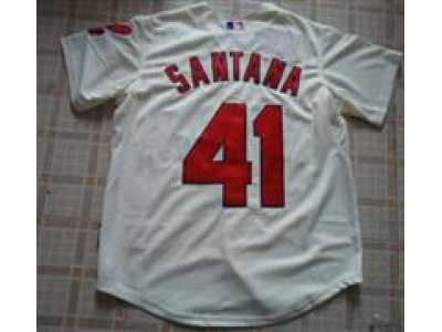 MLB Jerseys Cleveland Indians #41 SANTANA Cream