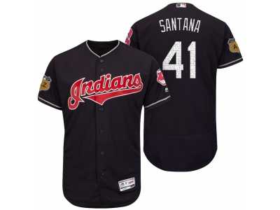 Men's Cleveland Indians #41 Carlos Santana 2017 Spring Training Flex Base Authentic Collection Stitched Baseball Jersey