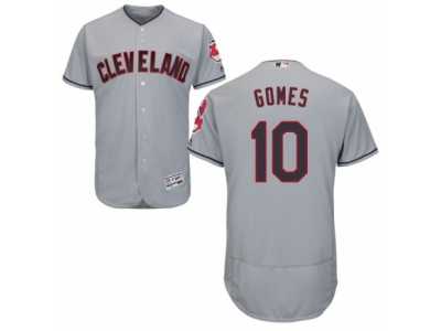 Men's Majestic Cleveland Indians #10 Yan Gomes Grey Flexbase Authentic Collection MLB Jersey