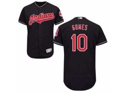 Men's Majestic Cleveland Indians #10 Yan Gomes Navy Blue Flexbase Authentic Collection MLB Jersey