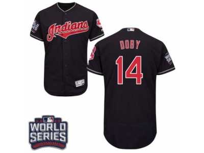 Men's Majestic Cleveland Indians #14 Larry Doby Navy Blue 2016 World Series Bound Flexbase Authentic Collection MLB Jersey