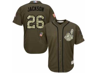 Men's Majestic Cleveland Indians #26 Austin Jackson Replica Green Salute to Service MLB Jersey