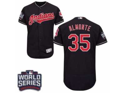 Men's Majestic Cleveland Indians #35 Abraham Almonte Navy Blue 2016 World Series Bound Flexbase Authentic Collection MLB Jersey
