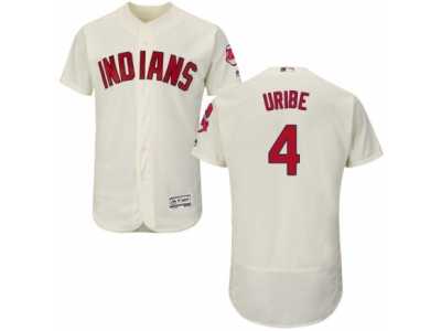 Men's Majestic Cleveland Indians #4 Juan Uribe Cream Flexbase Authentic Collection MLB Jersey