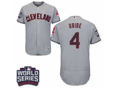 Men's Majestic Cleveland Indians #4 Juan Uribe Grey 2016 World Series Bound Flexbase Authentic Collection MLB Jersey