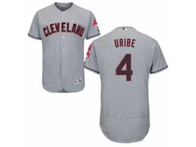 Men's Majestic Cleveland Indians #4 Juan Uribe Grey Flexbase Authentic Collection MLB Jersey