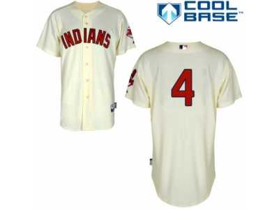 Men's Majestic Cleveland Indians #4 Juan Uribe Replica Cream Alternate 2 Cool Base MLB Jersey