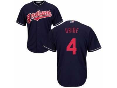 Men's Majestic Cleveland Indians #4 Juan Uribe Replica Navy Blue Alternate 1 Cool Base MLB Jersey