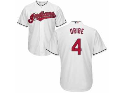 Men's Majestic Cleveland Indians #4 Juan Uribe Replica White Home Cool Base MLB Jersey