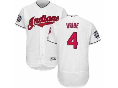 Men's Majestic Cleveland Indians #4 Juan Uribe White 2016 World Series Bound Flexbase Authentic Collection MLB Jersey